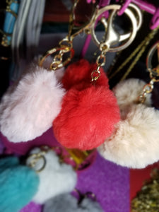 Mini Faux Fur Heart Keychain